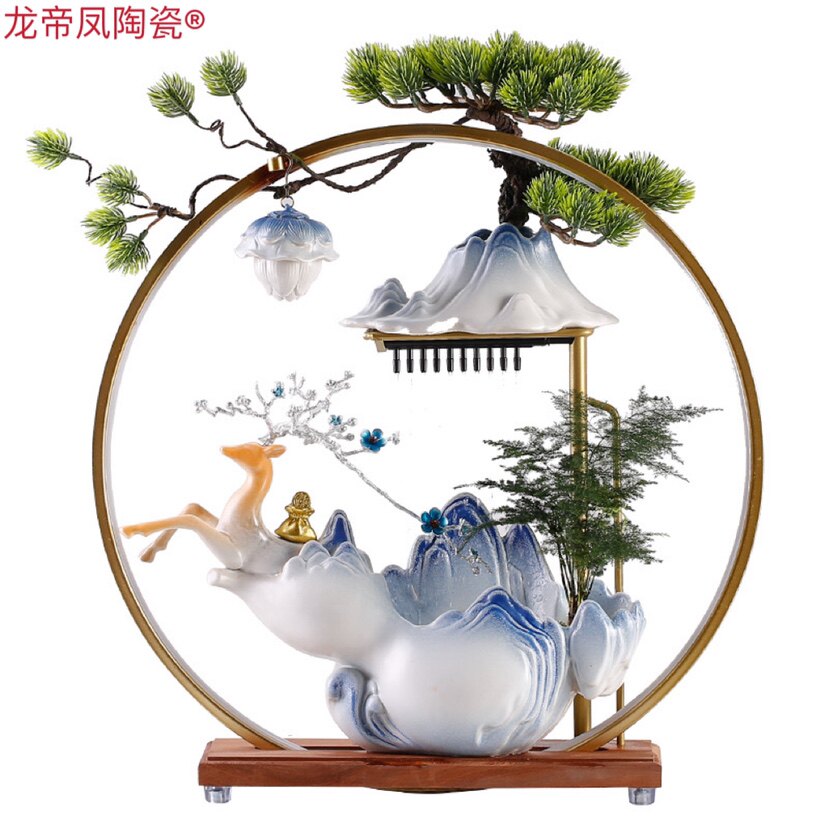 八年老店新品冲量大师艺术高端新中式招财流水加湿器鹿摆件循环水