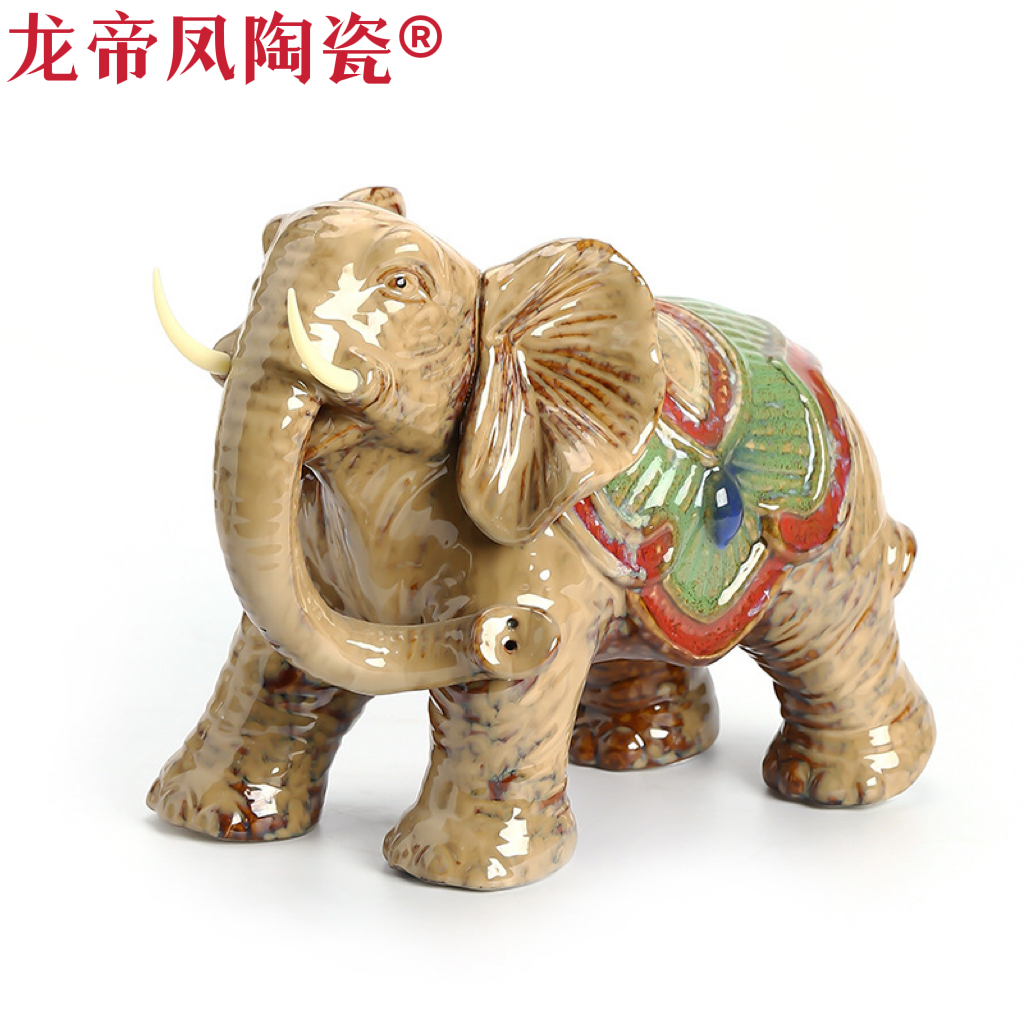 八年老店新品冲量陶瓷珍藏版时尚家居装饰品招财大象摆件大号结婚