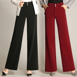 阔腿裤 直筒宽松裤 女高腰垂感大脚裤 子休闲甩裤 中年女裤 2025春秋款
