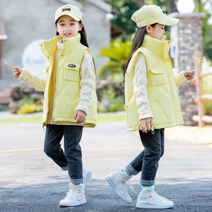 儿童羽绒马甲女童2023秋冬新款女孩背心坎肩外穿中大童白鸭绒马夹