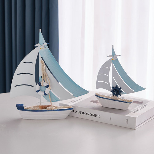 帆船模型摆件贝壳船家居装饰