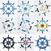 地中海风格 装 饰品方向盘船舵壁饰舵手创意酒吧幼儿园背景墙面挂件