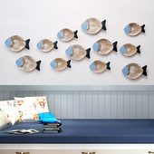 地中海洋墙面立体样板房酒店鱼壁挂墙饰装 饰品家居背景墙玄关壁饰