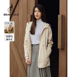 毛呢大衣 慵懒气质休闲纯色收腰中长款 BEANPOLE滨波 秋冬女士法式