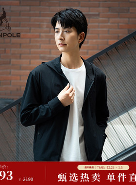 BEANPOLE滨波  男士商务优雅时尚都市黑色休闲连帽衫长袖外套夹克