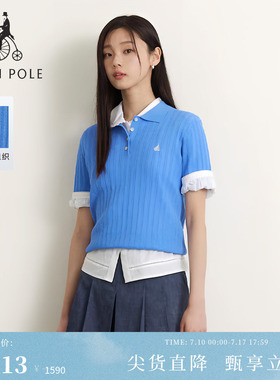 【新品】BEANPOLE滨波26夏季女慵懒风SOLSOL细麻花镂空针织polo衫
