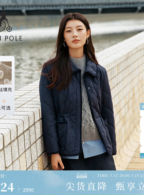 含桑蚕丝填充BEANPOLE滨波  女士可爱减龄变形菱形格绗缝棉服外套