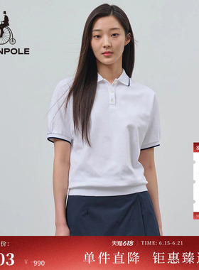 BEANPOLE滨波 女士商务休闲风蝙蝠袖红色短袖文艺风针织POLO衫T恤