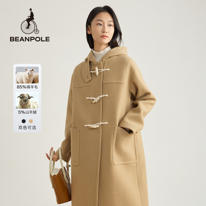 滨波含山羊绒牛角扣大衣学院风