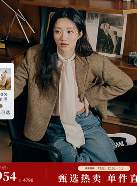 100%绵羊毛 BEANPOLE滨波  女士时尚都市商务职场哈里斯单西西装