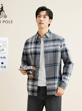 【20周年庆系列】BEANPOLE滨波春夏男士纯棉简约通勤格纹长袖衬衫