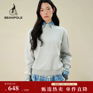 卫衣 简约拉链长袖 BEANPOLE滨波女士休闲灰色基础款 易搭小立领时尚