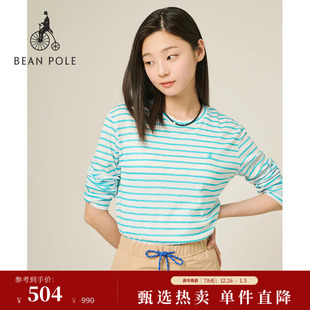 2025年秋冬女士长袖 BEANPOLE滨波 条纹刺绣LOGO休闲T恤女 新品
