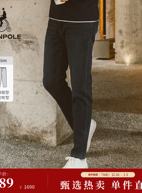修身版型 BEANPOLE滨波 男士休闲随性优雅简约slim内里抓绒牛仔裤