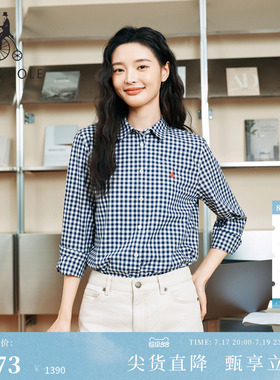 【新品】BEANPOLE滨波 2026年春季女方格纹修身简约休闲长袖衬衫