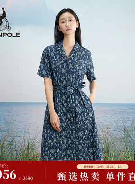 【100%全棉】BEANPOLE滨波女优雅气质休闲度假收腰碎花茶歇连衣裙