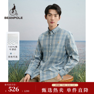 衬衫 复古休闲通勤全棉长袖 格纹设计户外简约美式 BEANPOLE滨波男士