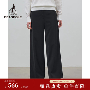 女士简约优雅时尚 BEANPOLE滨波 通勤日常黑色休闲长裤 阔腿裤