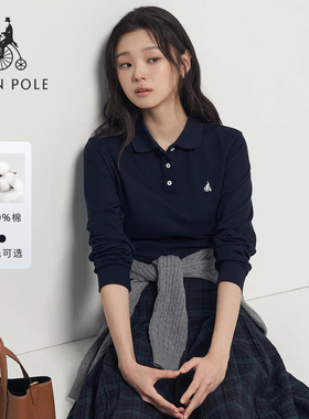 【20周年庆系列】BEANPOLE滨波 春季女士珠地纯棉休闲翻领卫衣T恤