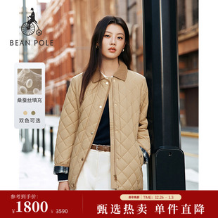 桑蚕丝填充BEANPOLE滨波秋冬女松弛老钱风狩猎型绗缝棉服 新品