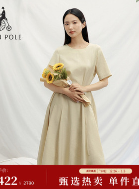 【新品】BEANPOLE滨波  2025年夏季女士基础款素色圆领短袖连衣裙