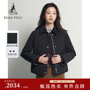 BEANPOLE滨波25秋冬女士韩系松弛感钻石形绗缝狩猎风棉服 新品