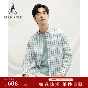 白色格纹商务休闲风长袖 2025秋冬男士 BEANPOLE滨波 衬衫 新品
