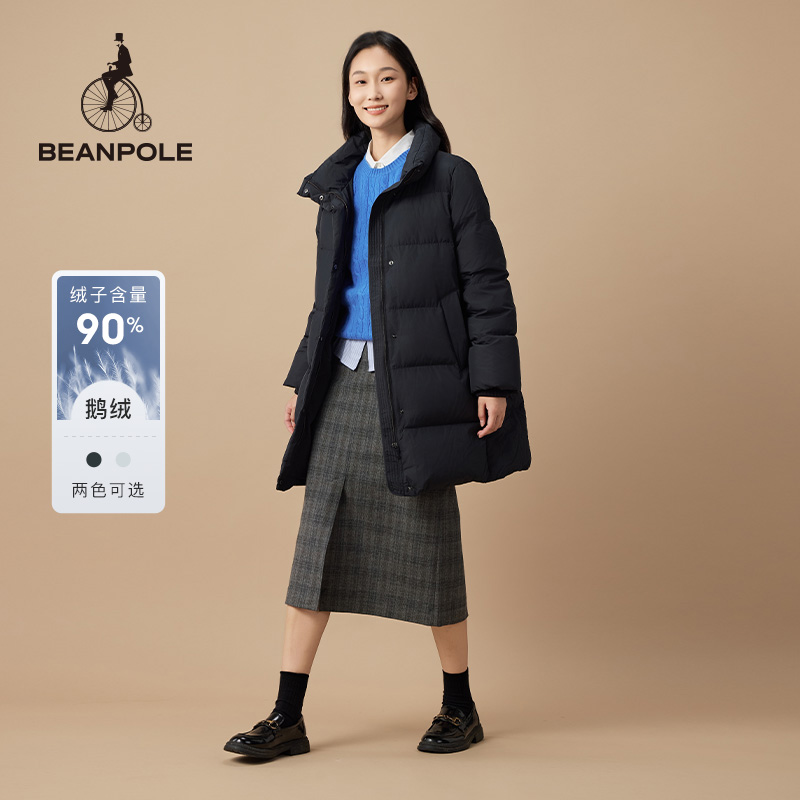 滨波长款休闲甜美羽绒服立领保暖