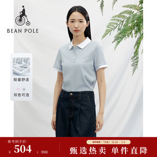 新品 POLO衫 BEANPOLE滨波 女士休闲波浪领甜美短袖 T恤 2025夏季