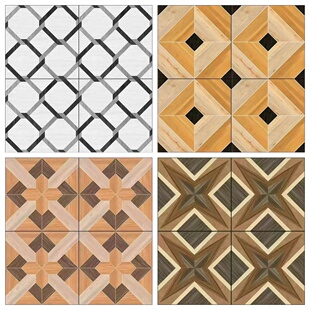 拼花木纹砖600600仿古砖客厅卧室防滑地砖欧式田园复古瓷砖木地板