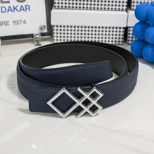 新款男款蓝色皮带大G字头男装压花真皮腰带韩版百搭双G扣青年裤带