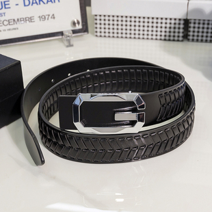 新款男士黑色编织皮带大G字母扣腰带男款真皮商务休闲百搭双G裤带