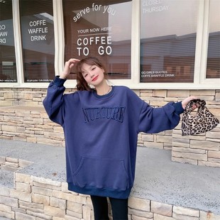 卫衣女冬季 长袖 纯棉宽松刺绣字母上衣潮 SUNFLOWER加厚休闲大码