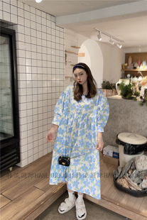 春季韩版宽松休闲中长款甜美碎花洋气田园风小清新花朵连衣裙子女