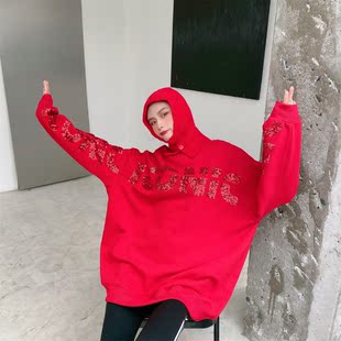 JL SUNFLOWER重工字母休闲潮牌高级感卫衣女春季宽松大码长袖上衣