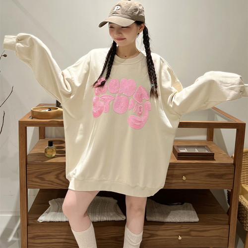 中长款刺绣大码秋冬季卫衣女