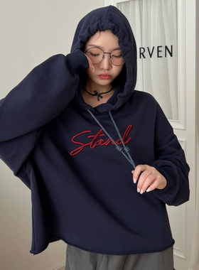 JL SUNFLOWER女士毛圈棉秋冬运动衫宽松短款连帽爆款卫衣长袖女装