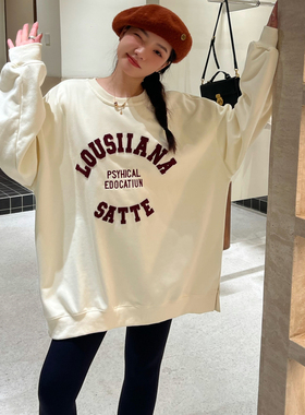 JL SUNFLOWER新款美式复古加绒加厚卫衣女装冬季宽松oversize上衣