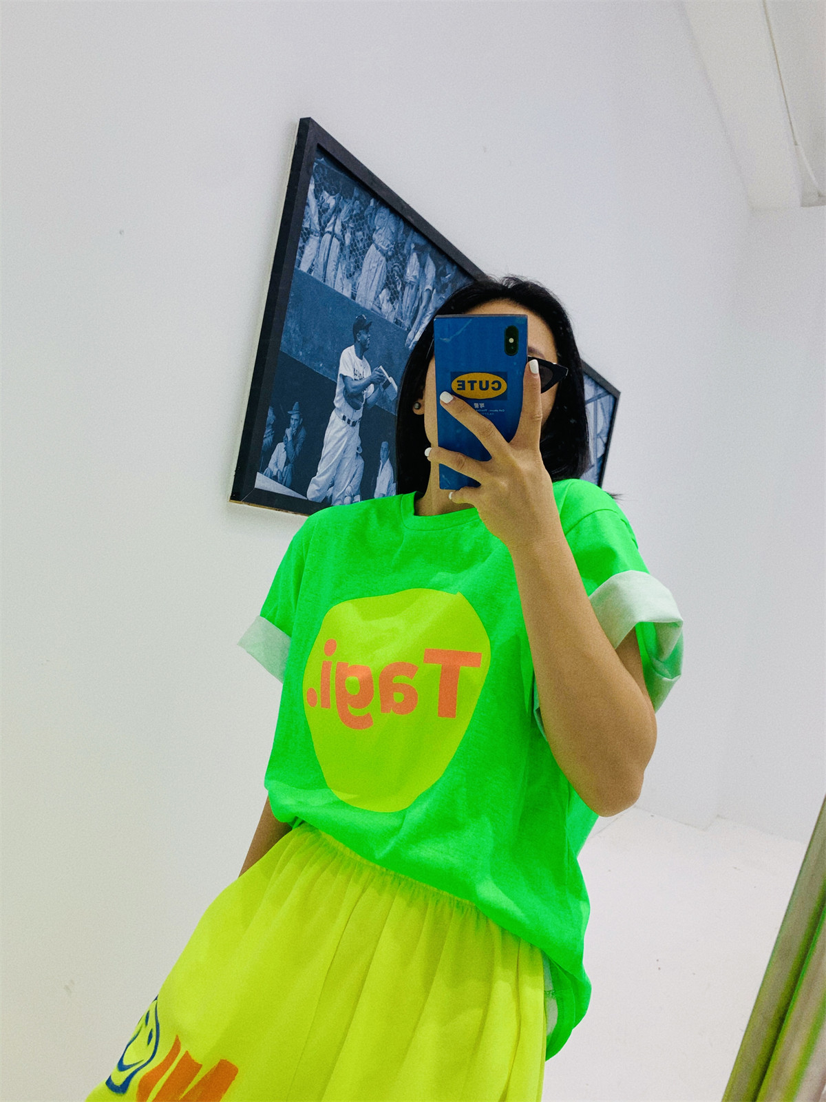 欧洲站夏季中长款印花短袖t恤女ins潮纯棉宽松设计感小众休闲上衣