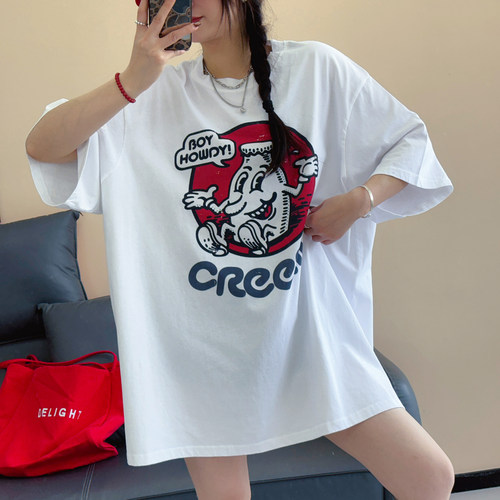 夏季大码重磅纯棉下衣失踪T恤女