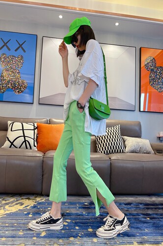 sunflower韩版宽松显瘦a字七分裤