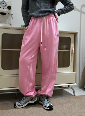 JL SUNFLOWER灰色宽松运动束脚裤子女秋冬高腰显瘦哈伦裤休闲卫裤