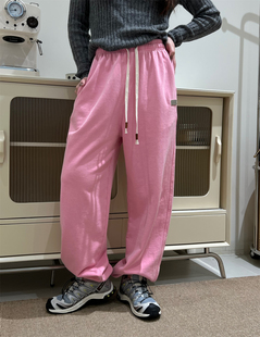 JL SUNFLOWER灰色宽松运动束脚裤子女秋冬高腰显瘦哈伦裤休闲卫裤