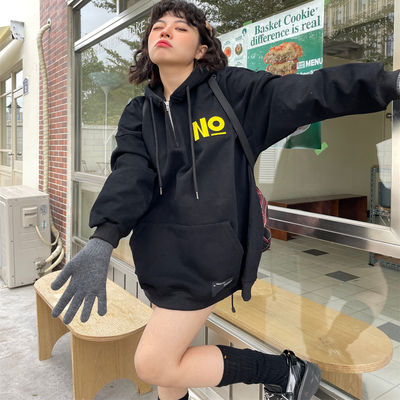 加绒加厚女冬季大码连帽套头卫衣