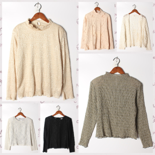 实拍售卖132 女上衣 古着Vintage孤品棉麻花刺绣白衬衫 孤品日系