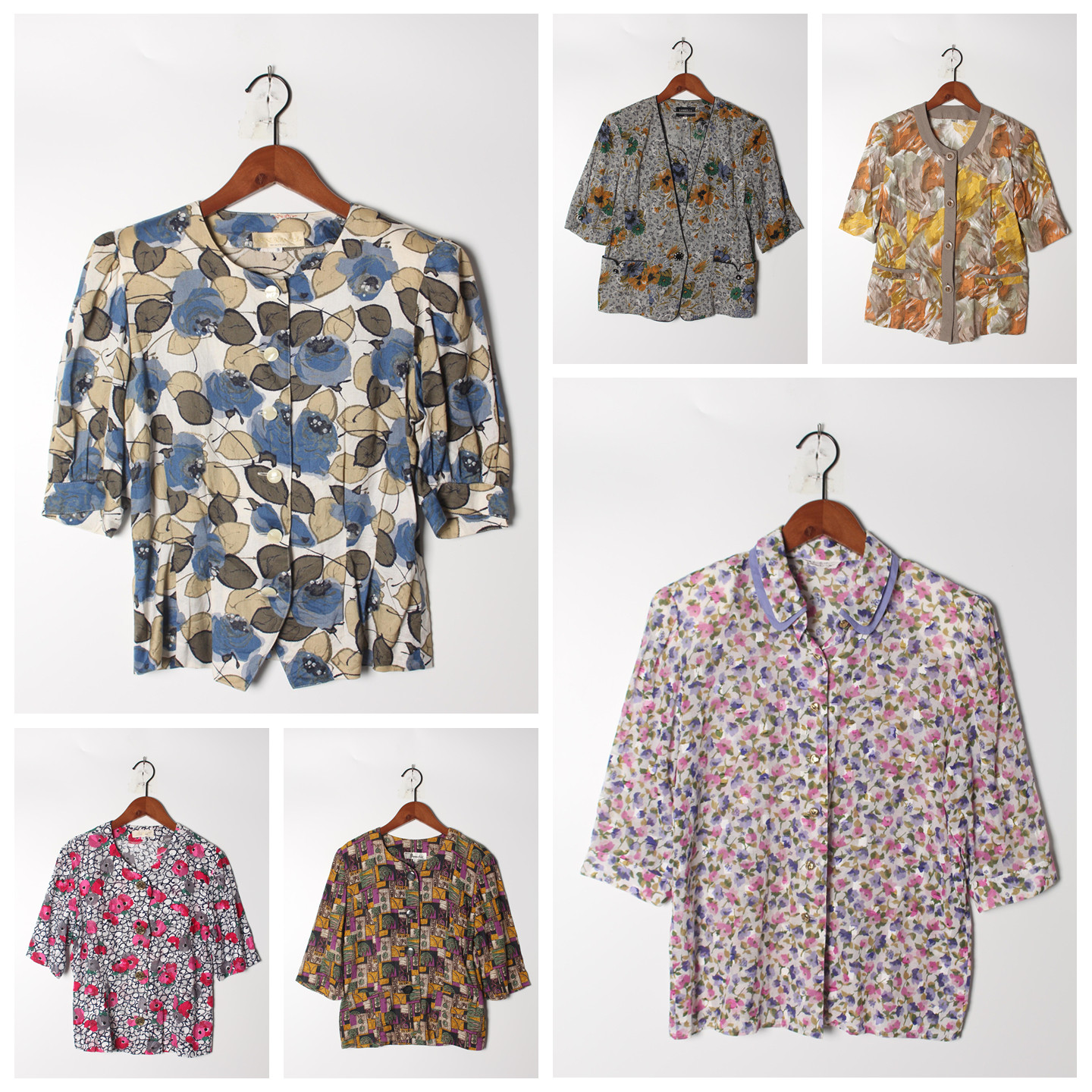 古着Vintage孤品棉麻花刺绣白衬衫孤品日系 女上衣 实拍售卖148