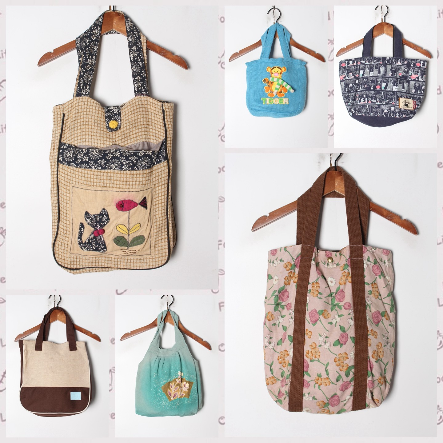 古着Vintage孤品日系纯色碎花百搭休闲棉麻帆布包3,箱包皮具/热销女包/男包,时尚帆布包,淘宝优惠券,粉丝福利购,淘宝优惠卷