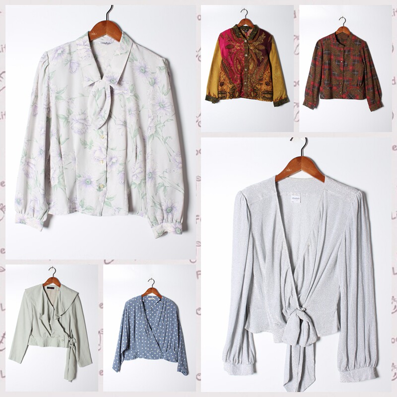 古着Vintage孤品棉麻花刺绣白衬衫孤品日系 女上衣 实拍售卖75