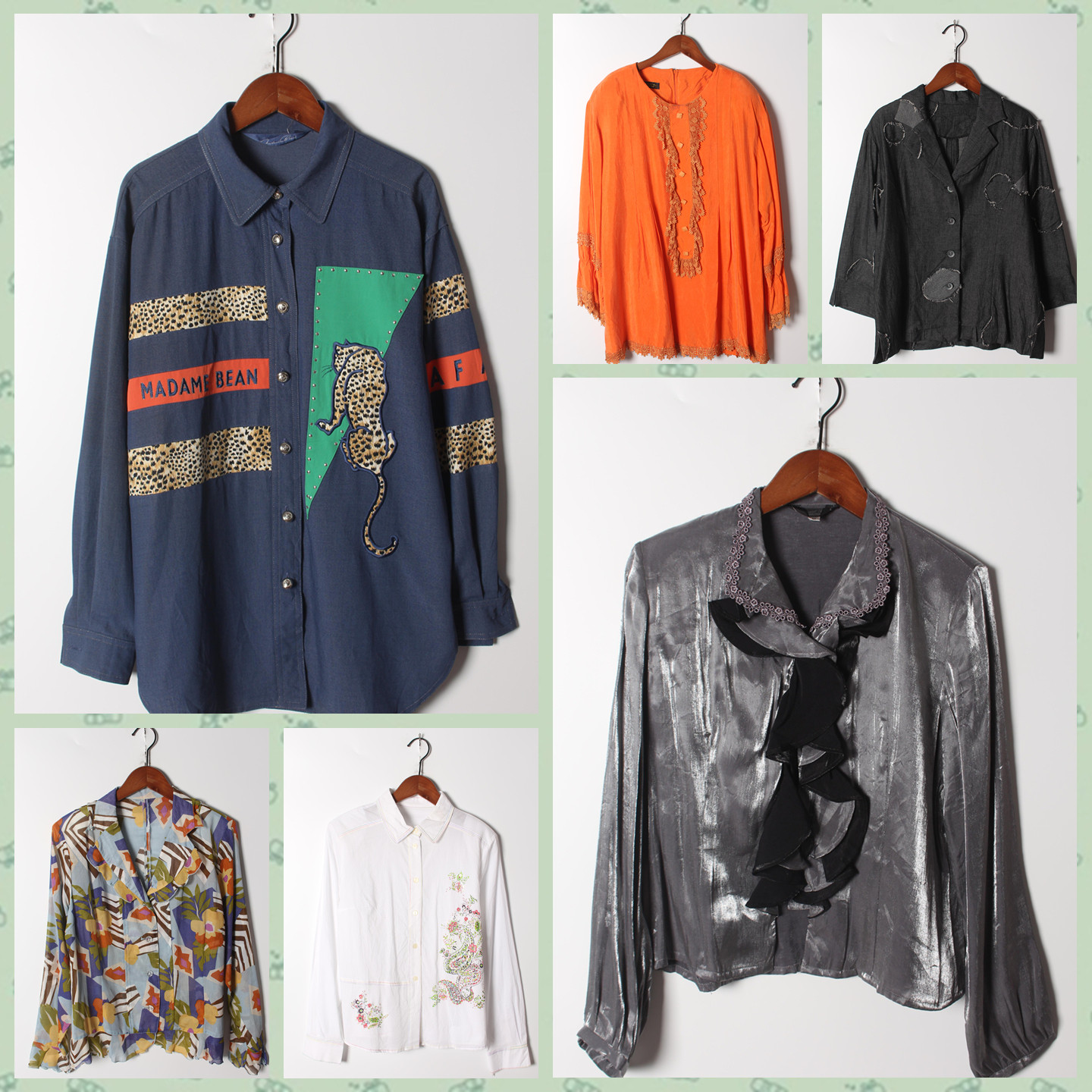 古着Vintage孤品棉麻花刺绣白衬衫孤品日系 女上衣 实拍售卖210