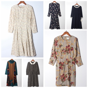 古着vintage日系雪纺连衣裙 实拍售卖3 温柔风宽松遮肉长裙